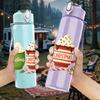 1PC Christmas Hot Cocoa Mug Group 750ml Color Plastic Sports Water Bottle Leakproof Flip Straw Lid Suitable for Sports Office Home Use