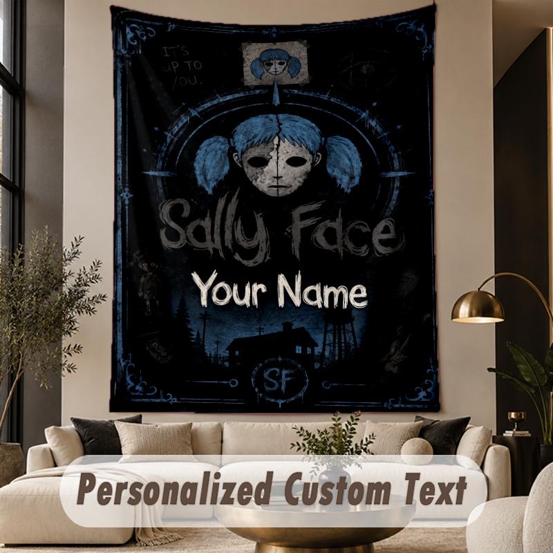 Custom Text Printed Tapestry Sally Face Pattern Large Wall Hanging Indoor Room Decor