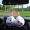 Fuzzy Plush Dice with Dots Retro Square Long Hair Hot Stamping Dot Dice Hanging Fuzzy Dices for Pink Car Interior Decoration