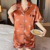 French Girl Summer Ice Silk Pajamas Short-Sleeved Set Bow Cool Silk Loungewear