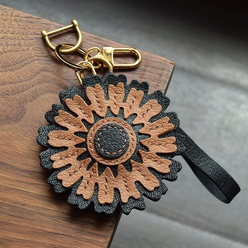 Подвеска для ключей из кожи ручной работы серии Duohua, простой и универсальный серый брелок