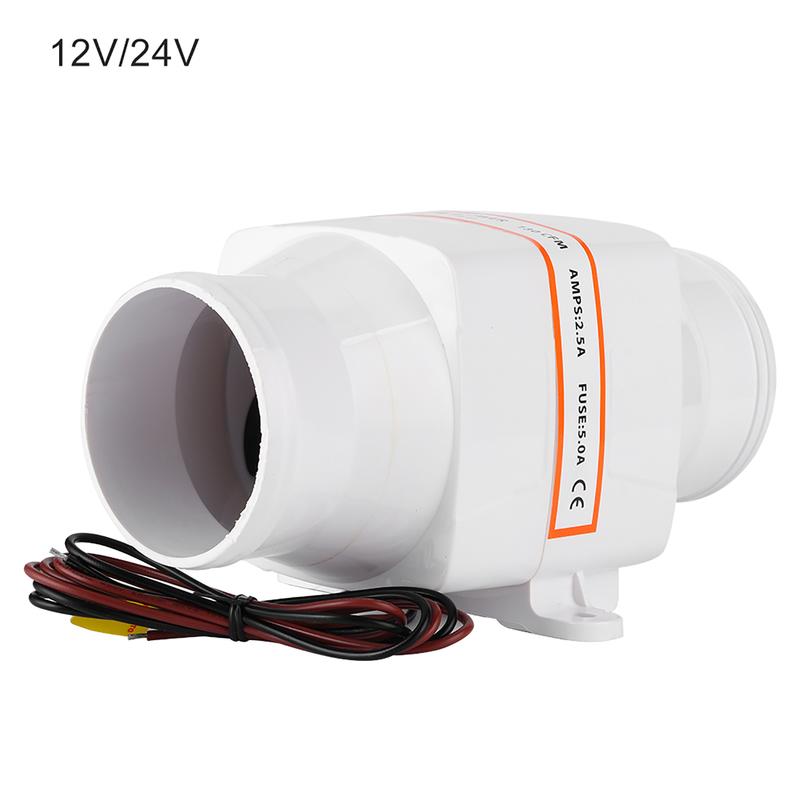 For Yacht Boat RV 3inch In Line Marine Bilge Air Blower  Strong Ventilation Fan Corrosion proof 12V/24V 130 CFM  3800 LPM