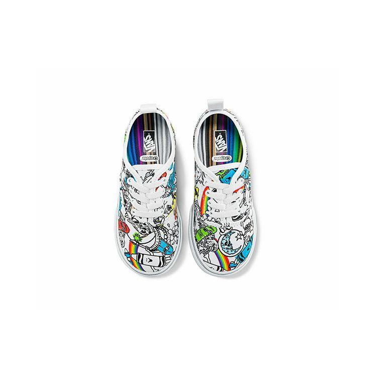 Crayola X Vans Authentic Elastic Lace Toddler Sketch Your Way Baby Sneakers White Multi-Color VN0A34A1ARE