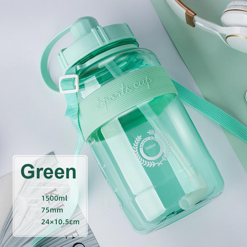 600/1000/1500 мл/2000 Чашка большой емкости для уличного пространства с соломой Студенческая пластиковая чашка для воды Портативная чашка для занятий спортом на открытом воздухе Бутылка с водой