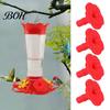 Silicone Hummingbird Feeder Parts 4PCS Replacement Parts, Simulated Red Flowers Shape, Universal Outdoor Accessory Fit Waterproof Bird Accessories,