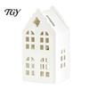 Modern Minimalist Ceramic Art House Shape Candle Holder, White Hollow Tea Light Holder Unique Decor Ornament, Artistic Miniature Figurine for