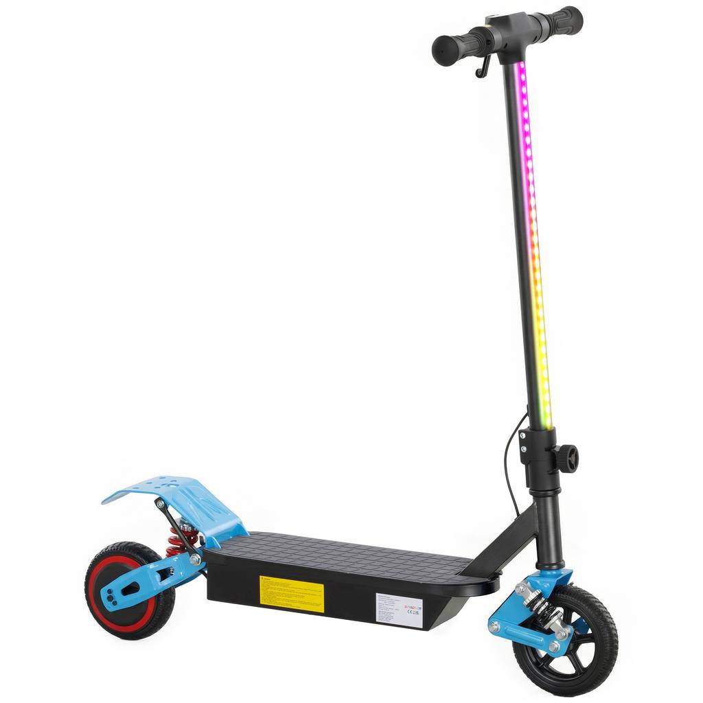 Foldable Kids Electric Scooter with LCD Display, Dual Shock Absorption, Up to 15 KM/H, Max Range 6 KM for Age 6-14, Blue