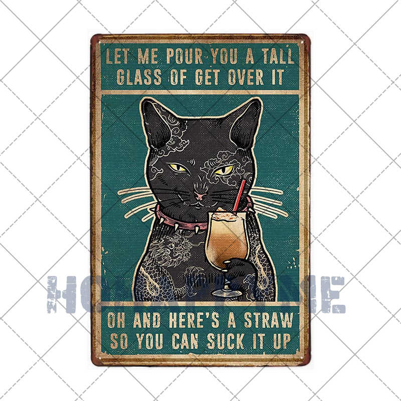Funny Cat Vintage Metal Sign Plates Decoration House Painting Living Room Pet Shop Poster Wall Retro Decor Art Plaques 20×30cm