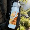 1PC Floral Fox Illustration 750ml Color Plastic Sports Water Bottle Leakproof Flip Straw Lid Suitable for Sports Office Home Use