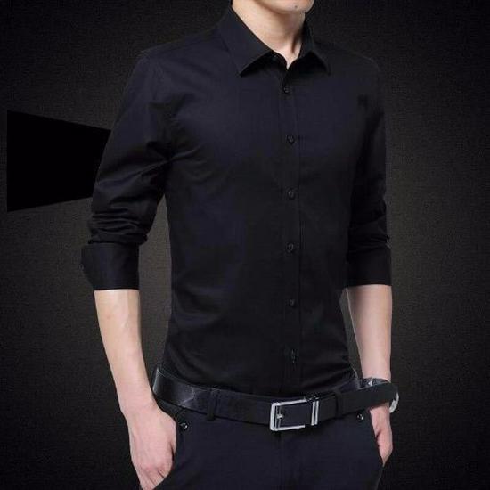 Мужская приталенная рубашка в стиле business casual - с коротким/длинным рукавом, в корейском стиле, белая/черная, идеально подходит для весны и осени, для шаферов или для работы.