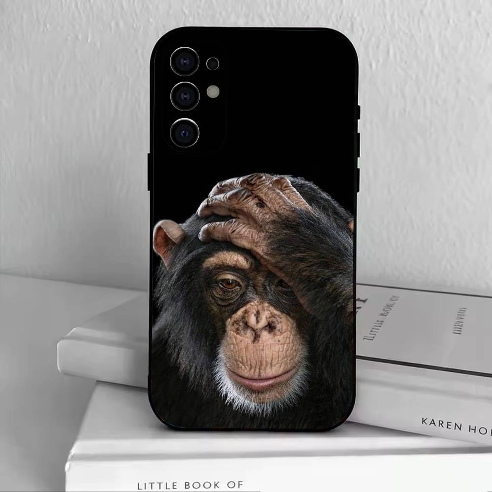 Funny Cute Monkeys Phone Case For Samsung S25,S24,S21,S22,S23,S30,Ultra,S20,Plus,Fe,Soft Silicone Black Cover