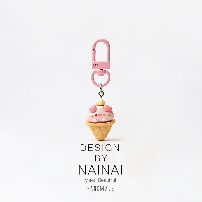 Розовый поросенок десертный брелок-подвеска: Милый мультяшный аксессуар для украшений для девочек