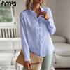 Женская мода повседневная весна осень однотонные принты длинные рукава воротник стойка блузки и рубашки