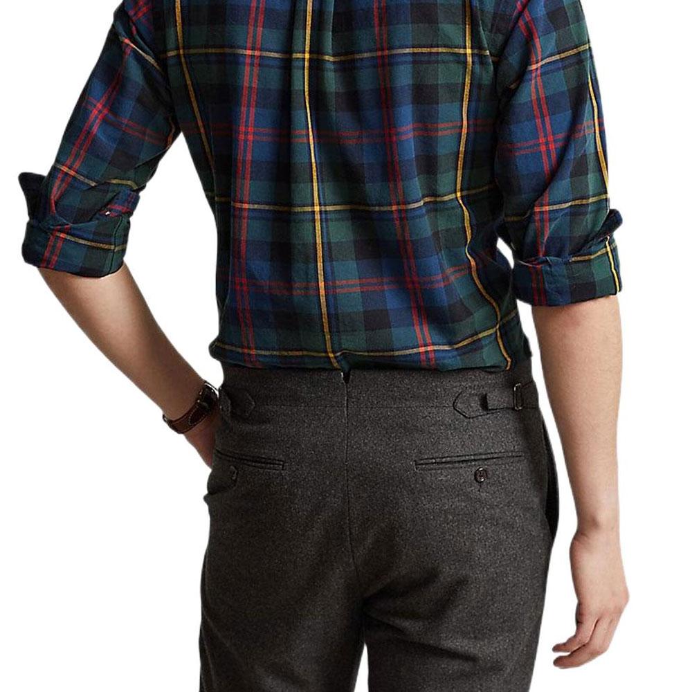 Polo Ralph Lauren FW22 Футболка с длинным рукавом и принтом в клетку, мужские рубашки, темно-синяя 710885077-003