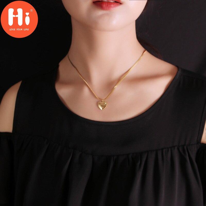Привет, ожерелье из нержавеющей стали, титановая сталь, золотой цвет, свадебные подвески в форме сердца для женщин