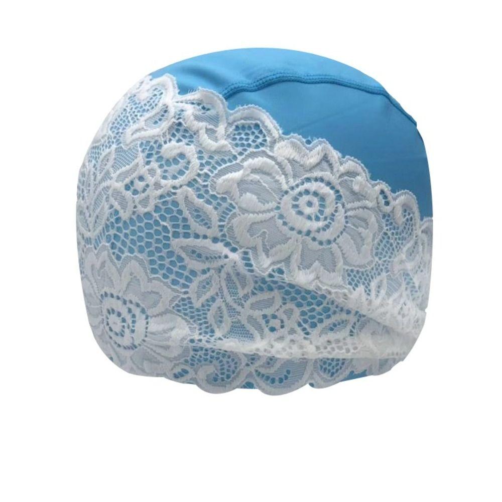 Protect Ears Women Swim Cap Long Hair Bathing Cap Fashion Lace Swimming Cap Female Girls