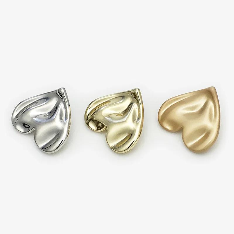 12Pcs/lot 15-23mm High End Irregular Heart-shaped Metal Button Sweater Suit Coat Decoration Heart-shaped Button