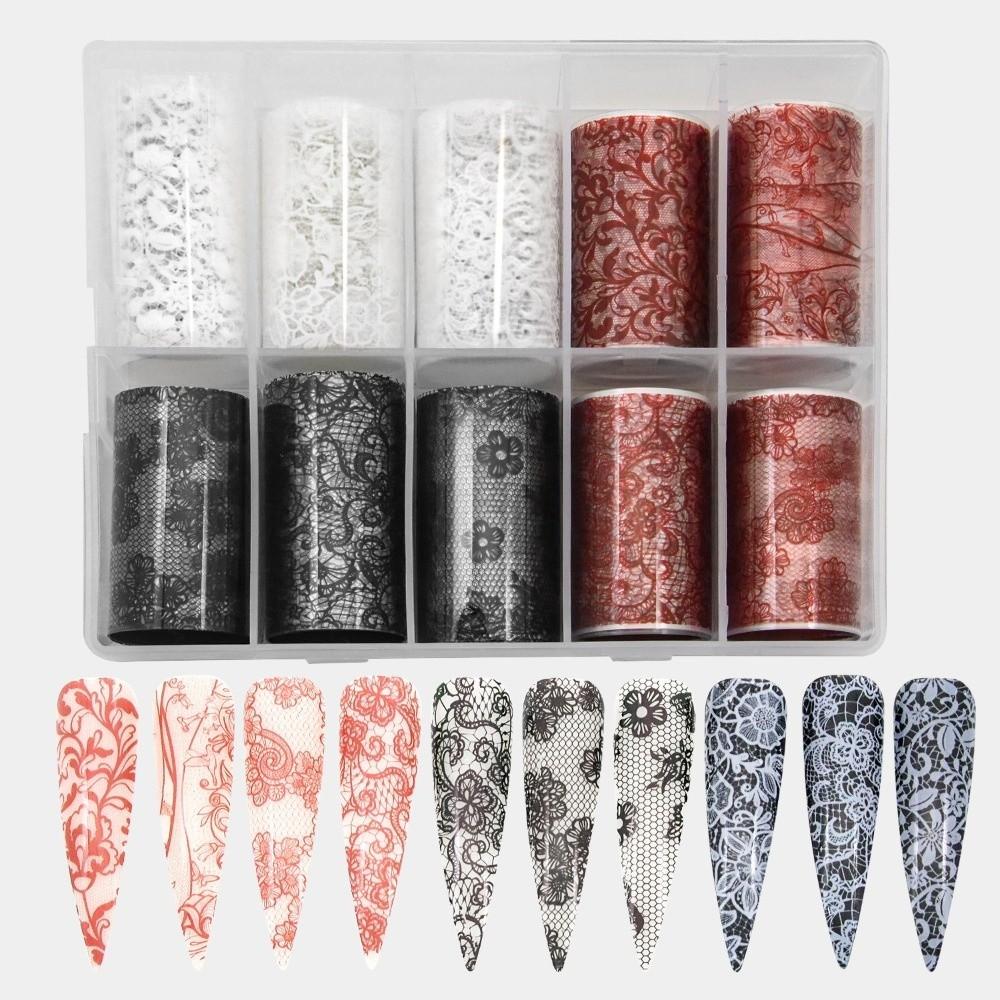 Black White Nail Foils Lace Design Nail Art Stickers Professional Nail Stickers  Nail Decoration