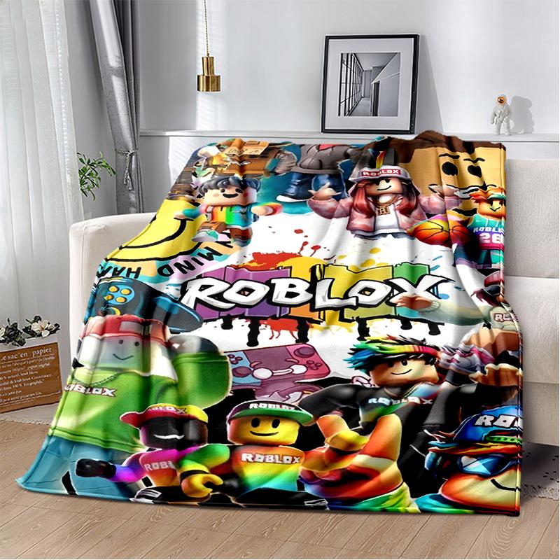 3D Мультяшное Игровое Фланелевое Одеяло R-Robloxs Мягкое Теплое Плед для Кровати Спальни Комнаты Гостиной Путешествий Кемпинга Пикника Подарок