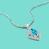 Noble Women's 925 Sterling Silver Necklace-Blue CZ Zircon Pendant Inlaid Chain Necklace-Fine Jewelry Gifts