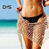 Summer Beach Shawl Sequin Shell Embellished Hollow Fishnet Bikini Shawl Pullover Cover Up Beachwear Beach Wrap