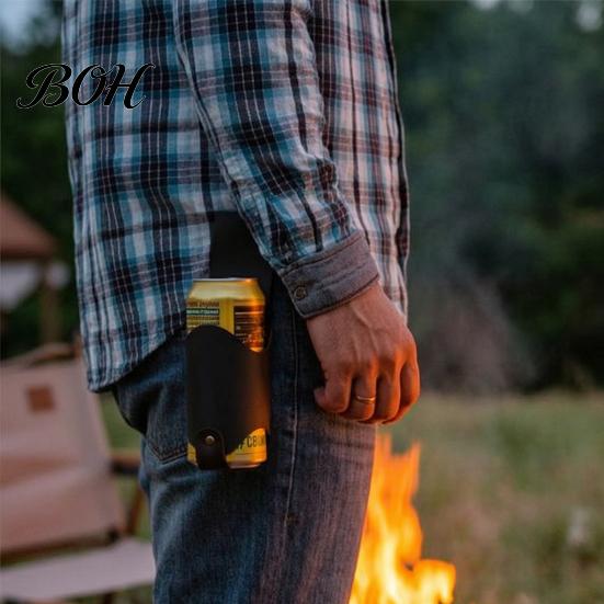 Portable Soda Can Holder Waist Hanging Beer Holder, Faux Leather Beverage Drink Holster for Belt, Accessories Lovers