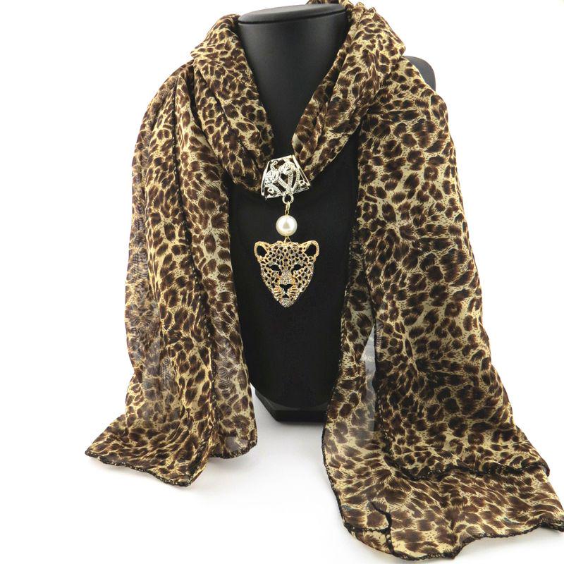 Fashion Brand Leopard Lady Scarf Necklace Pendant Jewelry Scarf