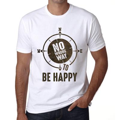 Мужская винтажная футболка Футболка с рисунком No Wrong Way BE Happy White