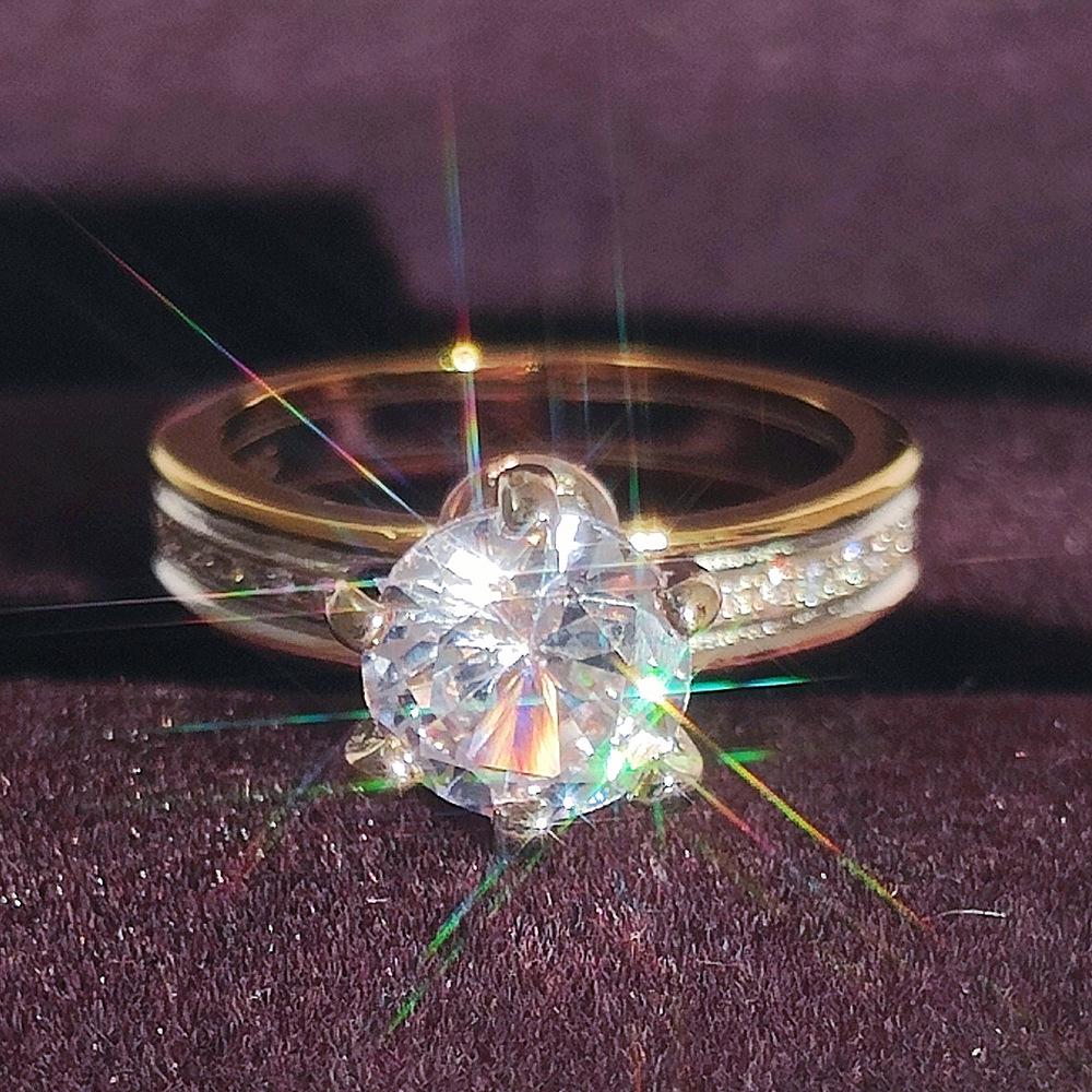 SHEIN Двухцветное гальванизированное кольцо с цирконом R8111