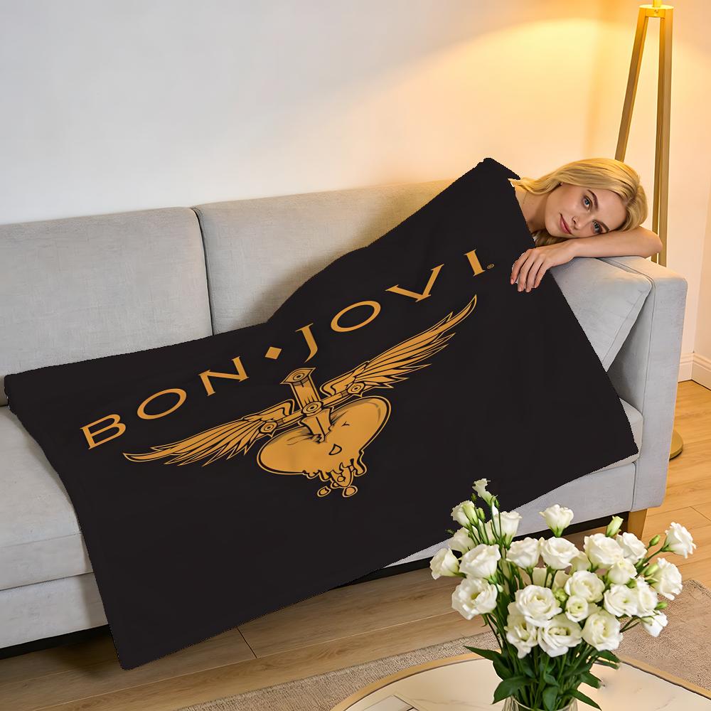 Bon Jovi Throw High-Density Short Plush Blanket Soft For Sofa Air-Con Room.