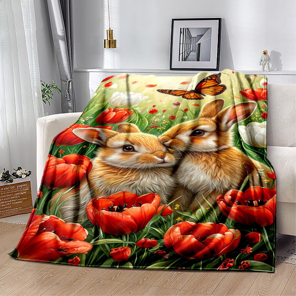 Springtime Bunny Garden Blanket,Suitable for sofas, offices, travel, living rooms, Gifts to relatives and friends, Blanket,Suitable for all seasons.