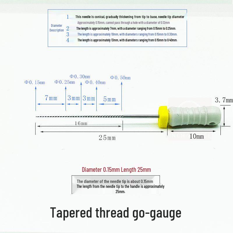 Резьбовая сверхтонкая стальная игла для чистки 0,05 мм для клапана калибра-пробки