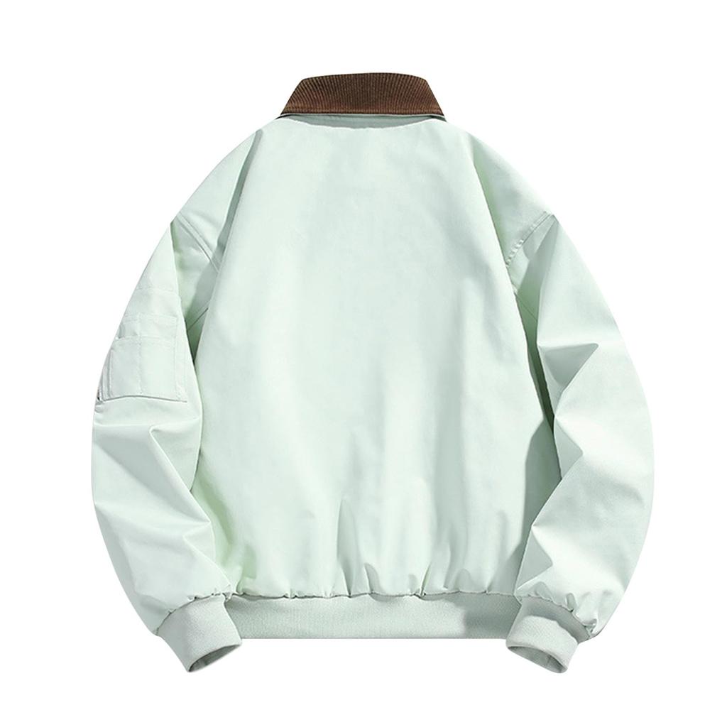 New Men's Lapel Jacket, Solid Color Casual Sports Coat, Full Zipper Lightweight Outdoor Workwear Top