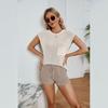 Spring and Summer New Loose Casual Suit Large Size with Pockets Solid Color Ladies Knitwear Shorts Set