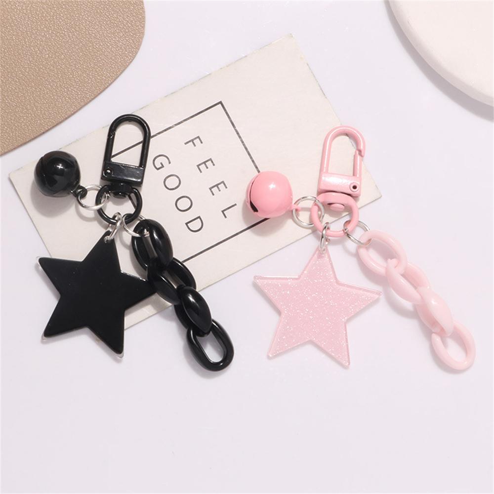 Shiny Stars Acrylic Keychain Bell Pendant Keyring for Girls Backpack DIY Headphone Case Accessorie Funny Gifts