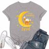 Women's Casual Loose Printed T-shirt Round Neck Pullover Short Sleeved Top