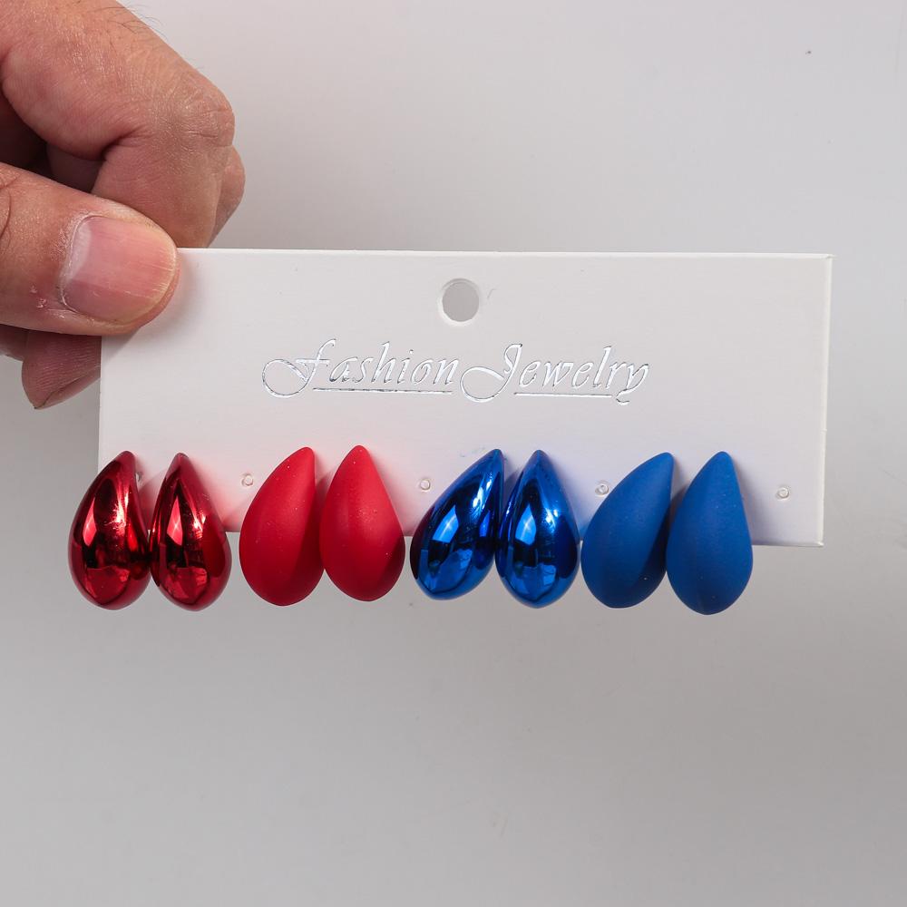4Pairs Korean Small Waterdrop Dupes Earrings for Women Fashion Matte Colorful Acrylic Chunky Tear Drop Earring Hoops Jewelry Set