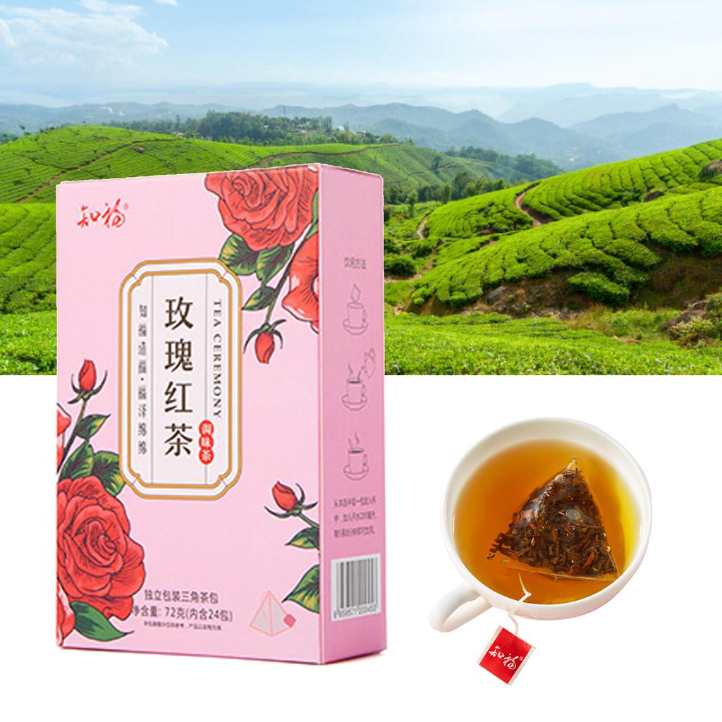 Rose Black Tea Bag Triangular Packaging Low Temperature Roasting Aromatic Fragrant Flower Flavored Tea
