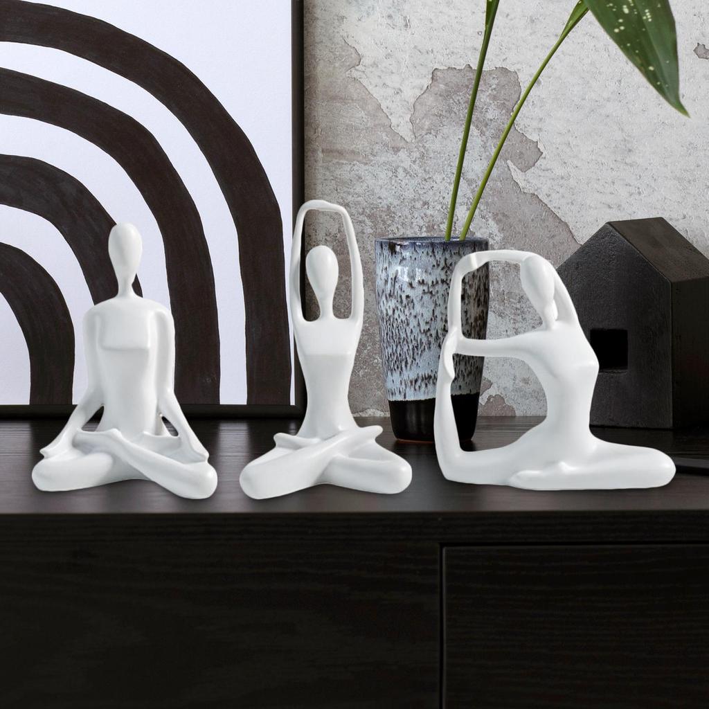 3Pcs Yoga Women Statue Yoga Figures Modern Creative Yoga Figurine Sculpture for Yoga Studio Desk Indoor Dining Room Decoration
