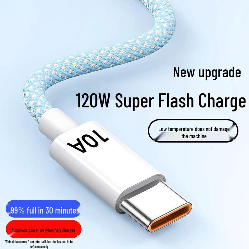 Плетеный Type-C кабель 120 Вт, 10 А, супербыстрая зарядка для Huawei Honor