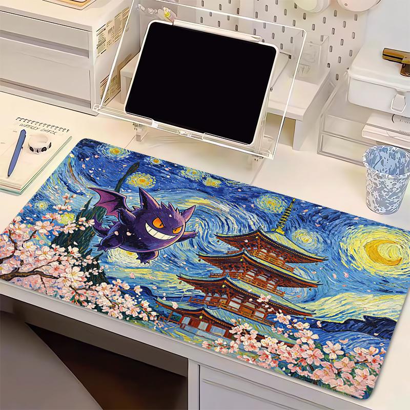 Mouse Pad Pokemon Notbook Gamer Keyboard Pad NonSlip Rubber pc Computer Desk Mat Gengar Starry Night oil painting Gamer MousePad