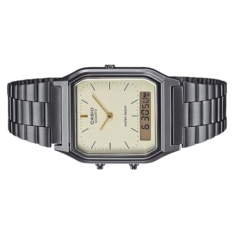 Casio Стандартная серия 30 метров водонепроницаемые кварцевые часы для мужчин и женщин, желтый циферблат AQ-230EGG-9AEF
