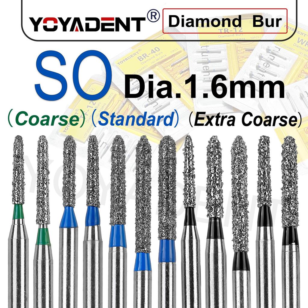10 шт./упак. Стоматологические алмазные боры типа SO Extra Coarse/Coarse/Standard Стоматологические боры для высокоскоростного наконечника Диаметр 1,6 мм