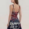 Women's Patriotic Starry Night Dress Sleeveless American Flag Design, Perfect for Celebrations & Summer Events