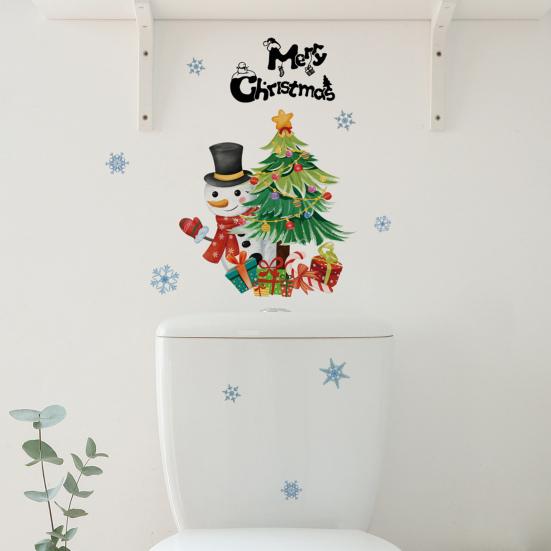 Christmas Snowman Toilet Sticker Fun Xmas Tree Removable Wall Sticker Novelty Home Decoration for Toilet