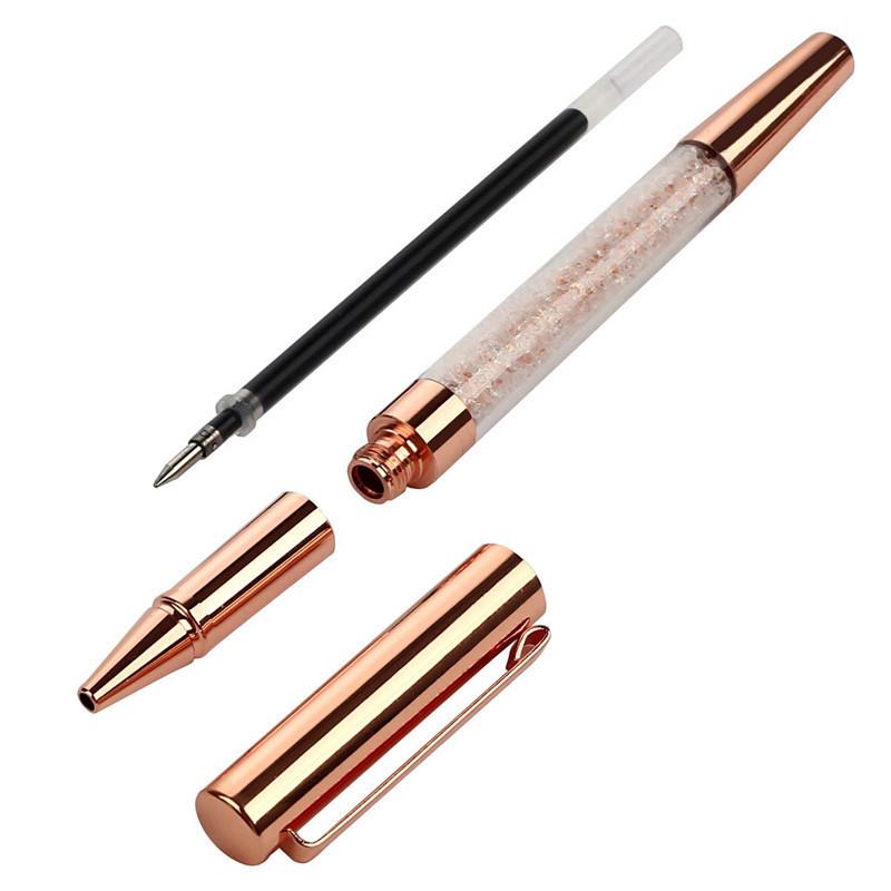 Ручка с блестками и кристаллами Rose Gold с кинетическим песком: Персонализированный Кавайный Офисный Подарок