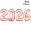 С Новым годом 2026 Шары Золотой Серебряный Розовый Черный Номер 2026 Фольгированные шары 16/32/40 дюймов Разноцветный баннер С Новым годом