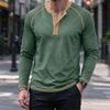 Men's Color Block Shirt, Neck Casual Base Layer Top for Everyday Wear