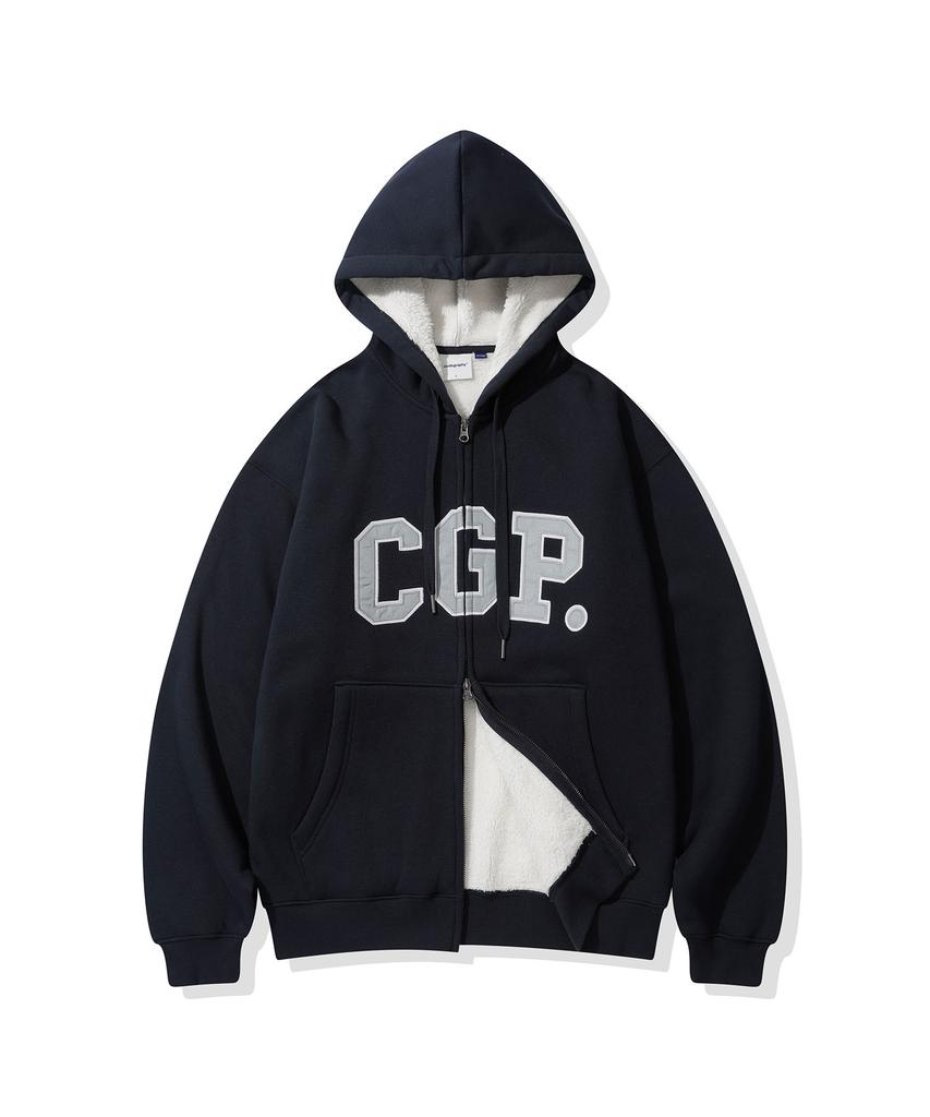 Толстовка на молнии с логотипом CGP Arch и подкладкой из боа_Темно-синий