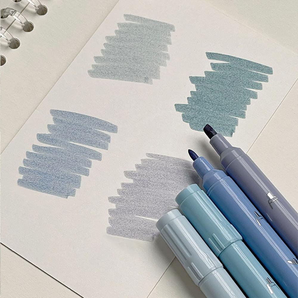 4Pcs/Set Gradient Double Head Fluorescent Highlighter Pen Markers Pastel Drawing Pen for School Office Supplies Stationery